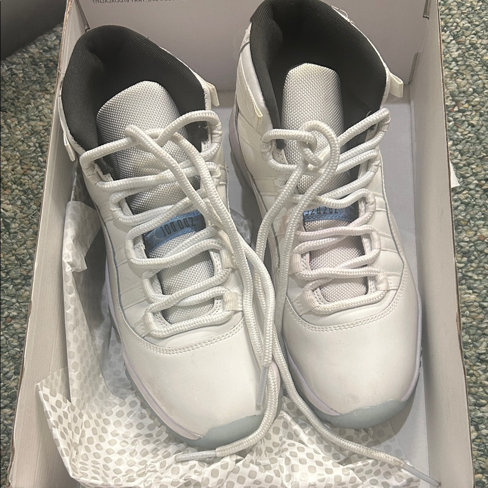 Jordan Air 11 Retro White and Blue Sneakers